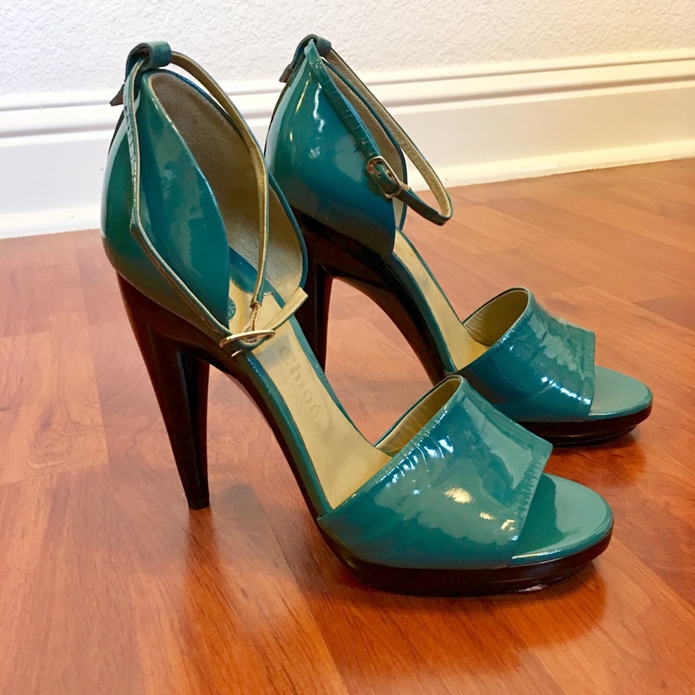 🎉HP🎉NWT Chloe Patent Leather Ankle Strap Sandals - Picture 6 of 14